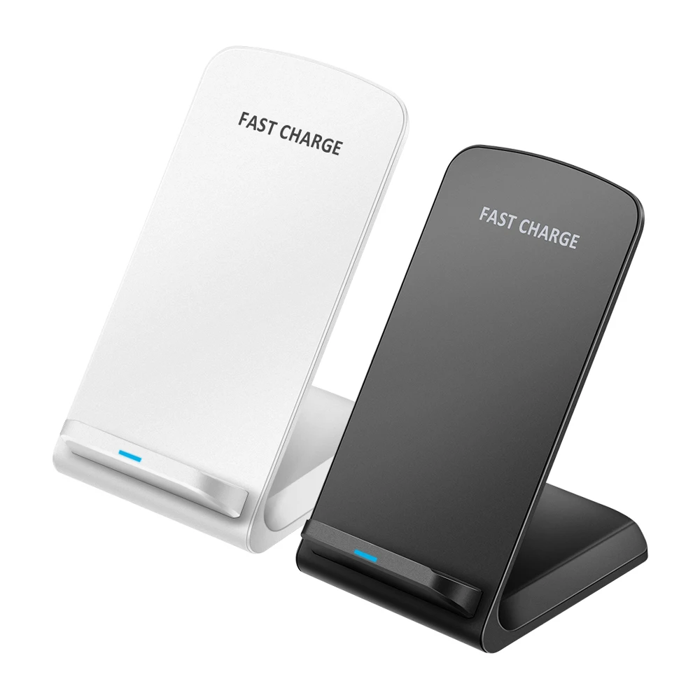 

2-coil Wireless Charger Stand Qi-Enabled Devices 10W Non-slip Fast Charging Dock for iphone 8 8Plus X for Samsung Galaxy