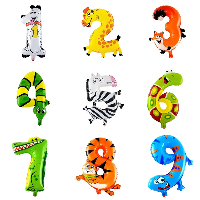 

1 Pc 16 inch Hot Fashion 0-9 Lovely Inflatable Animal Number Foil Balloon For Wedding Party Baby Toys Birthday Party Decoration