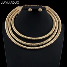 Jiayijiaduo nuevo conjunto de joyas nigerianas para mujeres nobles conjunto de joyas de boda pendientes de collar de Color plata oro dropshipping(China)