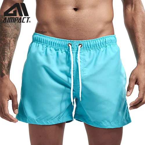 Aimpact быстросохнущие пляжные шорты для мужчин, летние повседневные пляжные шорты для серфинга, плавания, мужские шорты для пробежек, пробежек, плавания, AM2166 - Цвет: Lightblue