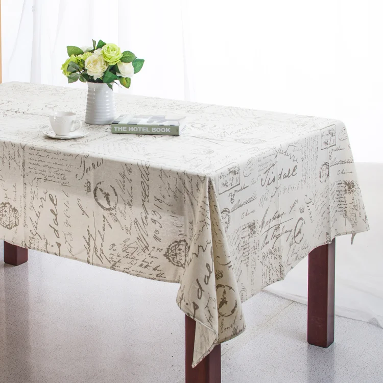 Buy Linen Table Cloth European style Words Print High Quality Tablecloth Table