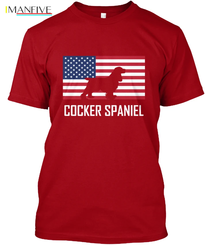 

Cocker Spaniel American Flag Mens Per Popular Tagless Tee T-Shirt Streetwear harajuku Print Cotton funny t shirts men