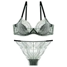 Комплект с бюстгальтером, кружевной Женский комплект нижнего белья с бюстгальтером, прозрачный сексуальный ультра-тонкий комплект нижнего белья на косточках