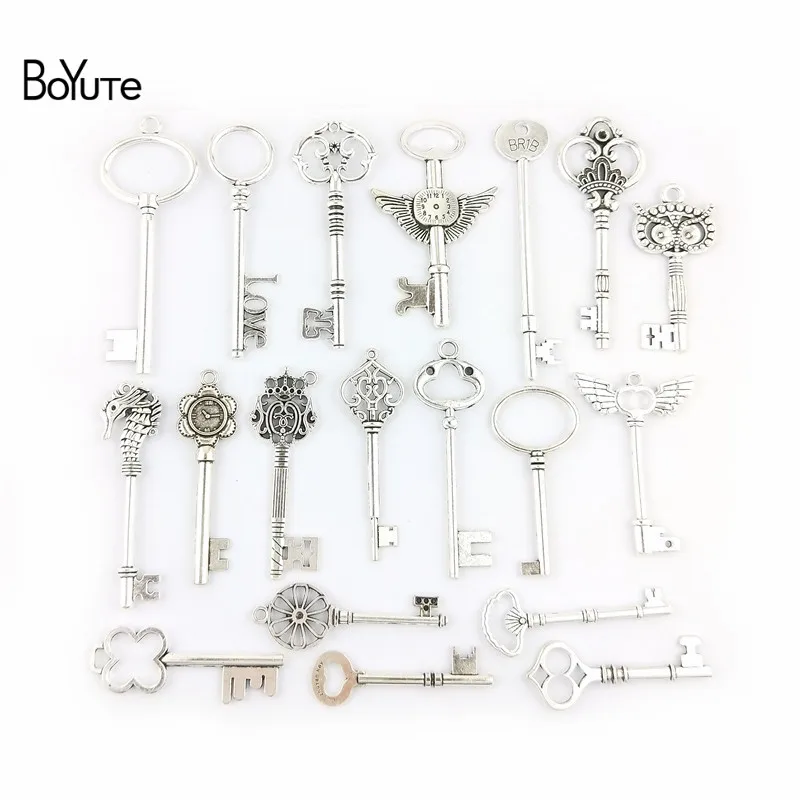 BoYuTe Mix 19 Styles Antique Silver Big Key Pendant Diy Hand Made Jewelry Accessories Factory Wholesale (1)