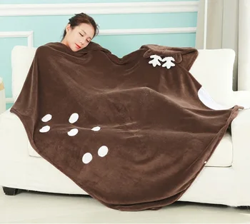 

2019 New Deer Elk Christmas Gift Coral Fleece Lazy Blankets Wearable TV Sofa Blanket Throw Manta Warm Robe Cloak 110*160cm YML01