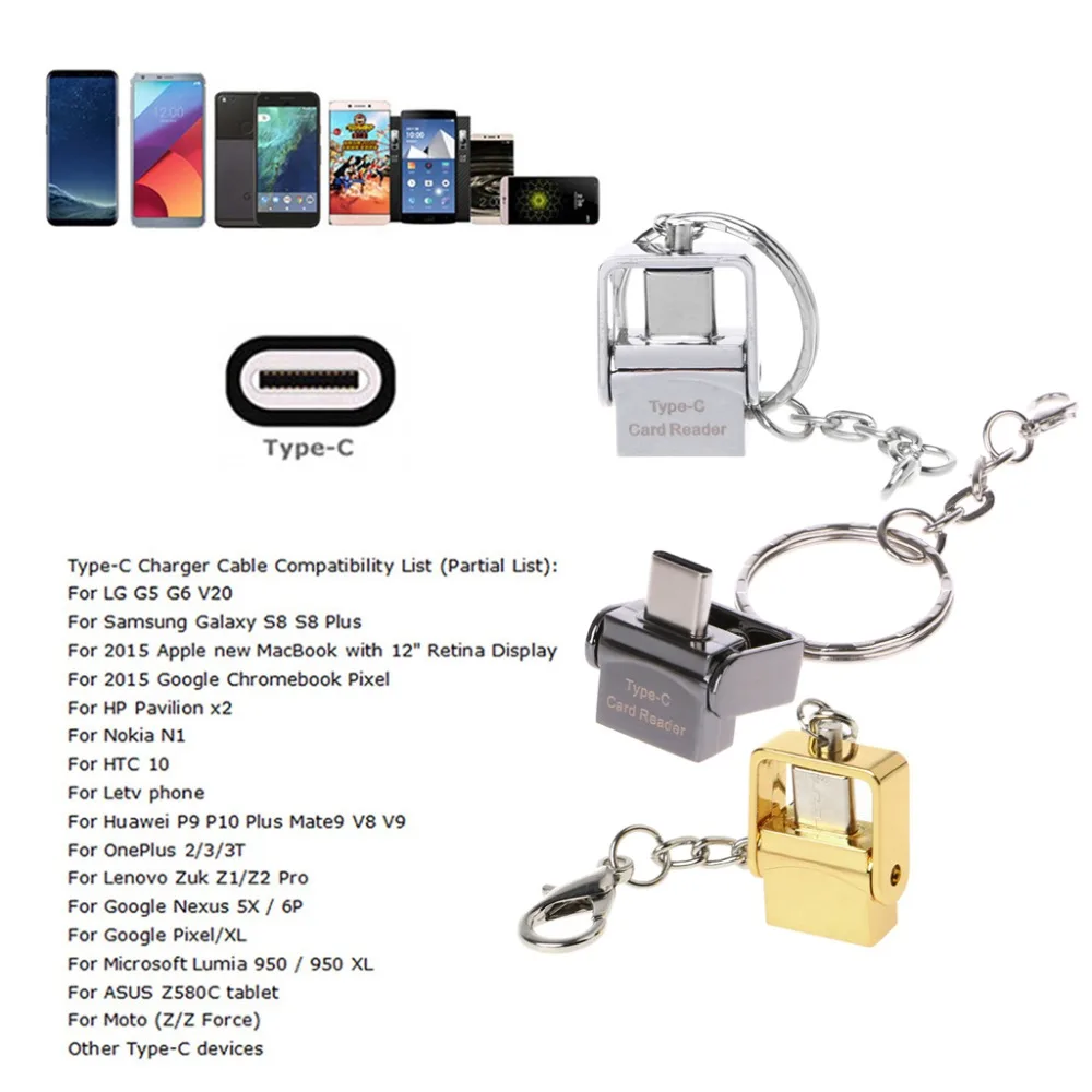 Тип C Micro SD TF считыватель карт памяти для Macbook pro samsung S9 S8 Xiaomi 5 6 портативный, удобно носить с собой