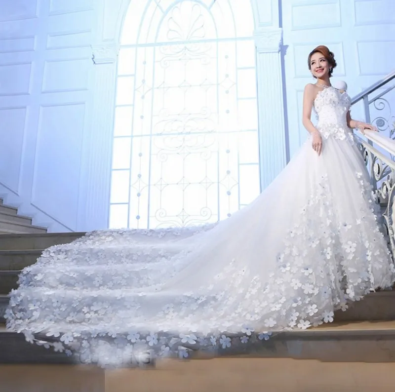 На заказ 2019 элегантные трапециевидные платья для свадьбы vestido de Noiva Casamento Тюль ручной цветы Robe De Mariage свадебные платья