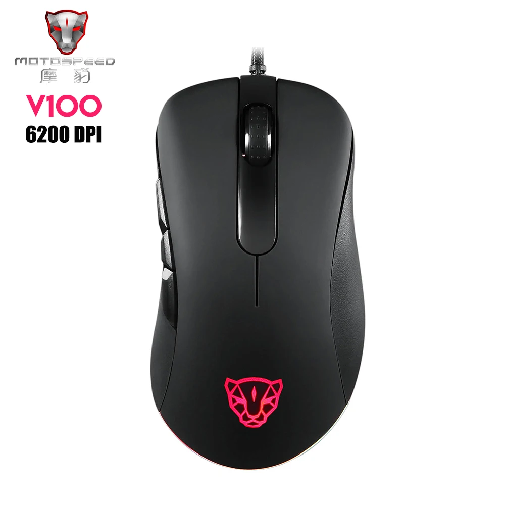 

Original MOTOSPEED V100 USB Gaming Mouse Wired 6200DPI Dual Engine RGB PAW3327 Optical Computer Mouse Gamer