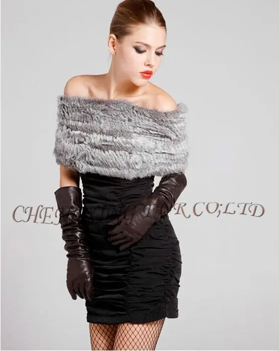 CX-B-26A зимние из натуральной норки шарф для женщин толстыми воротниками Горячий русский стиль эластичный шейный платок супер качество меха Обертывания - Цвет: Серый
