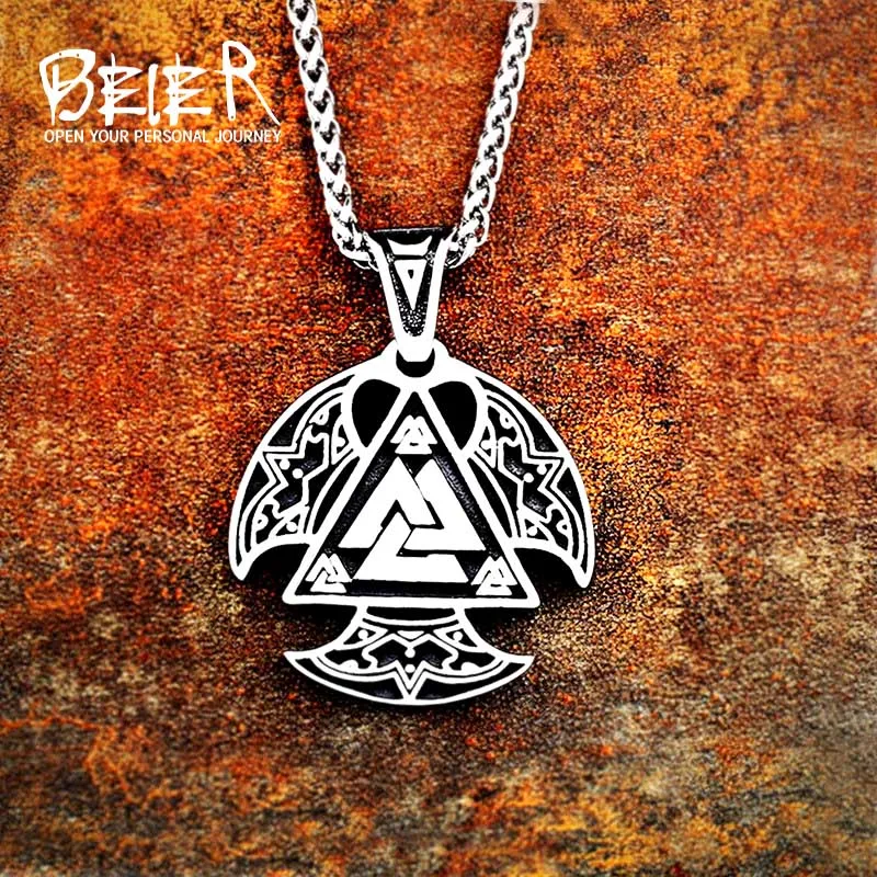 

Beier 316L stainless steel Norse Vikings Pendant Amulet C eltic Knot in cross necklace guardian Original Animal Jewelry LP361