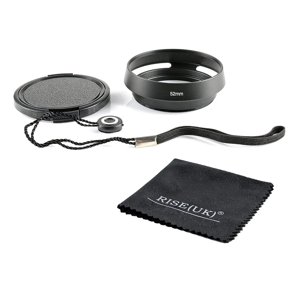 52mm Black Vented Curved Metal camera lens Hood for Leica M for Pentax