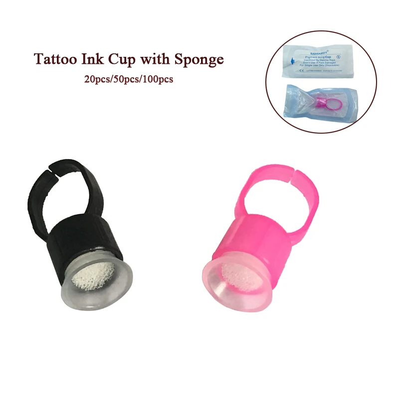 20/50/100 шт инструменты для микроблейдинга чернильница для тату с губкой Пластик пигмент держатель для перманентного макияжа бровей инструменты для ресниц