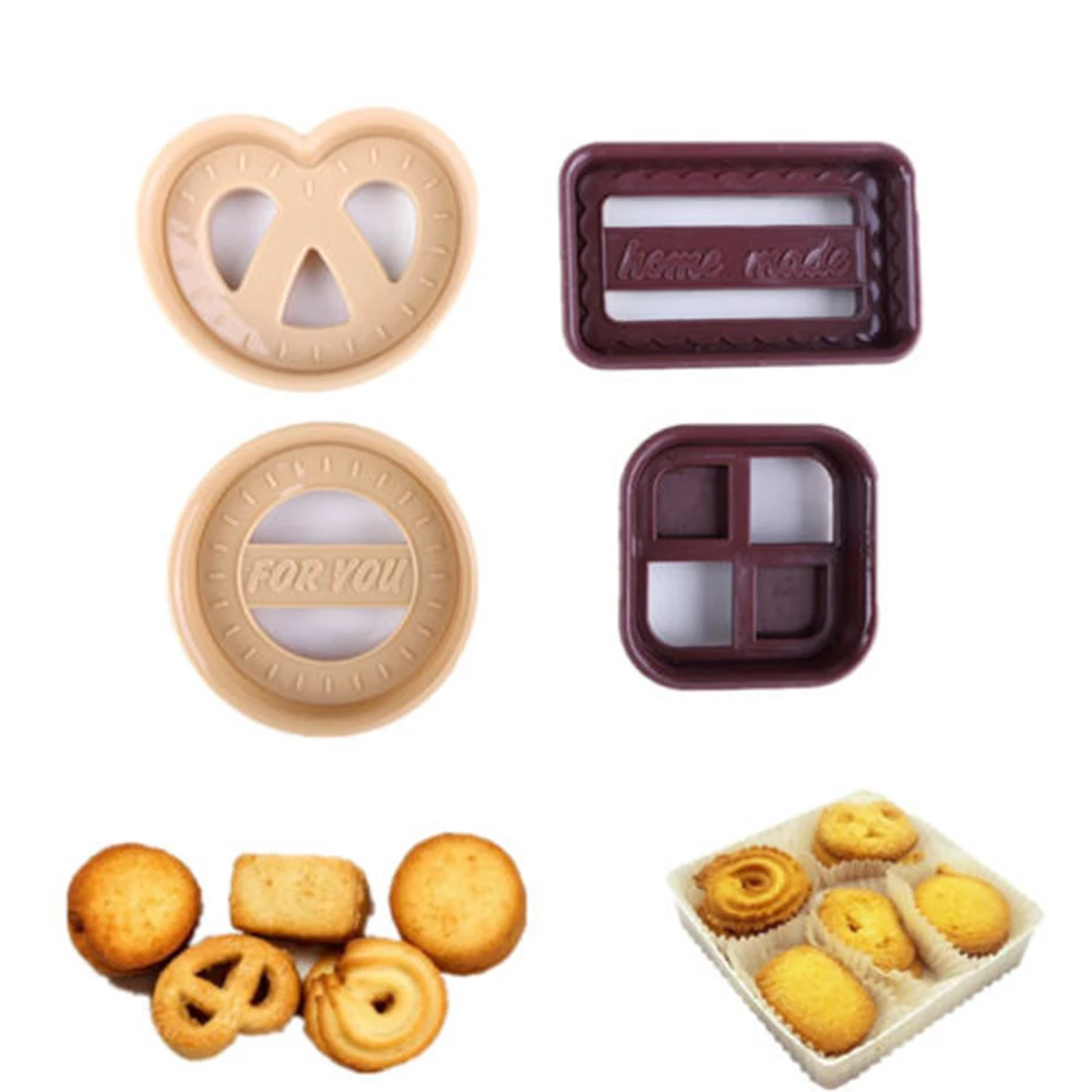 4pcs Square Shape Round Biscuit Pastry Tool DIY Design Sugar Cookie