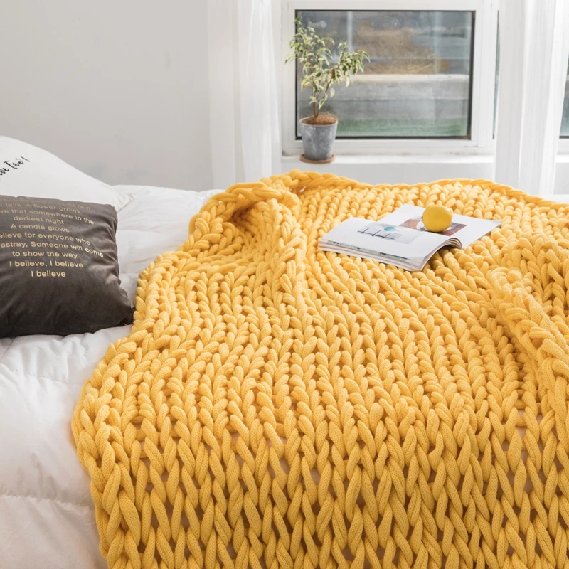 Chunky Knit Blanket Yellow