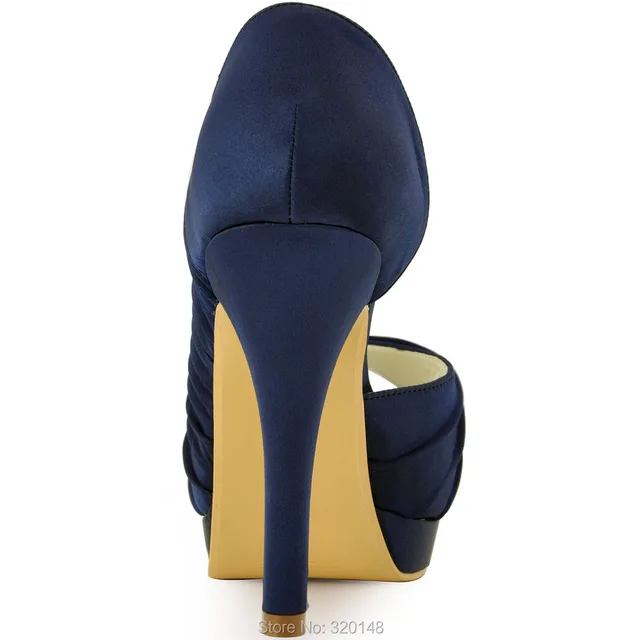 navy blue open toe heels