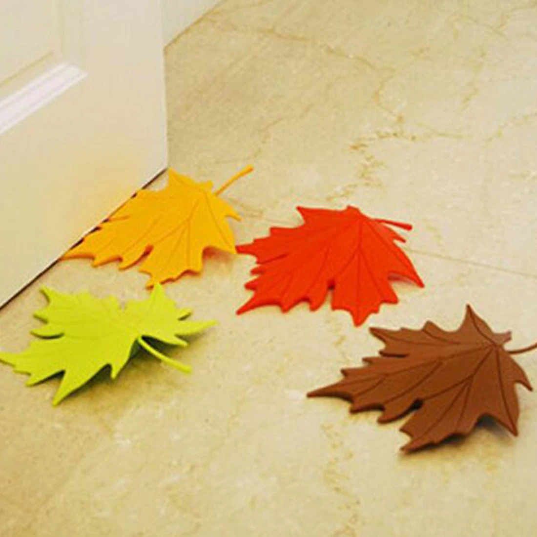 

Thickened safety anti-collision door clamp Cute Cartoon Maple Style Door Stopper Silicon Doorstop Safety for Baby Maple door