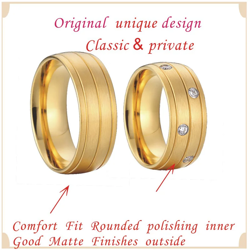 Big 8mm Alliances Anniversary titanium Jewelry wedding band Rings men Gold color couple engagment rings for women (8)