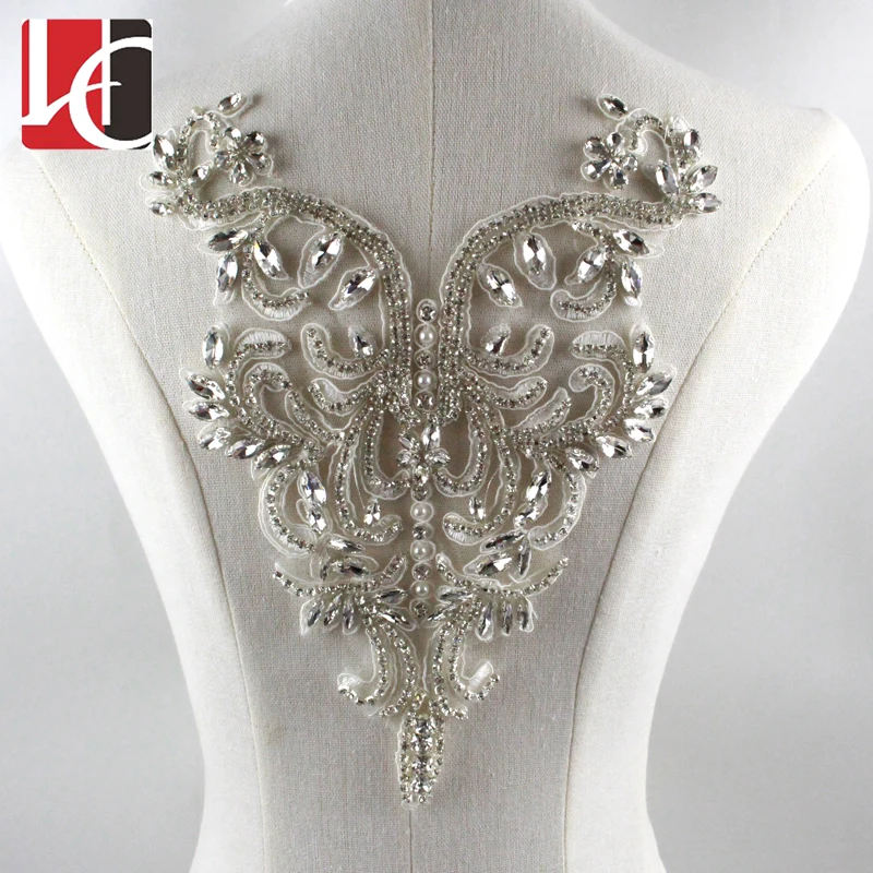 

wholesale beautiful design new style high quality rhinestone applique for wedding dress