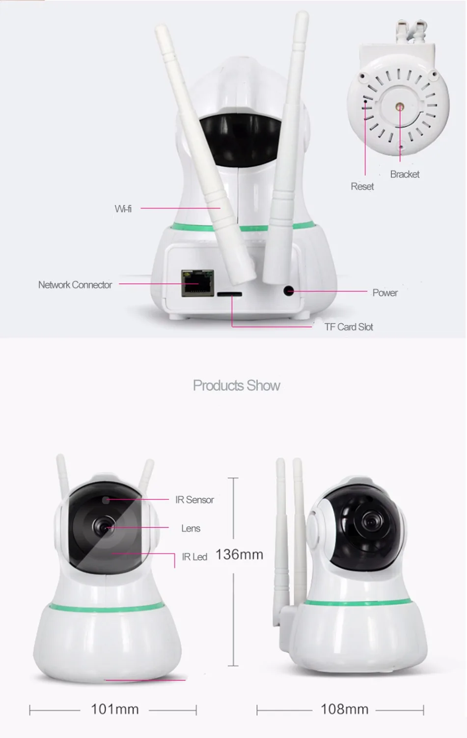 Домашняя ip камера безопасности Wi Fi 1080 P 720 Беспроводная сетевая кабель для камеры