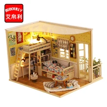 Теплая Спальня DIY деревянный кукольный дом набор миниатюрный с Кукольный дом мебель комната сон ангела лучший подарок на день рождения для девочек