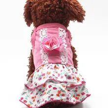 Fashion New Pet Spring Summer Dress Outfit Puppy Dog Bowknot Flower Clothes Apparel