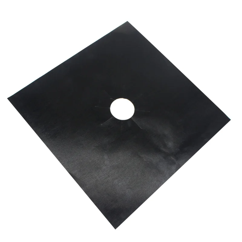 4 шт многоразовая алюминиевая фольга для газовой плиты крышка горелки протектор вкладыш чистый коврик для инструменты для уборки на кухне - Цвет: Черный