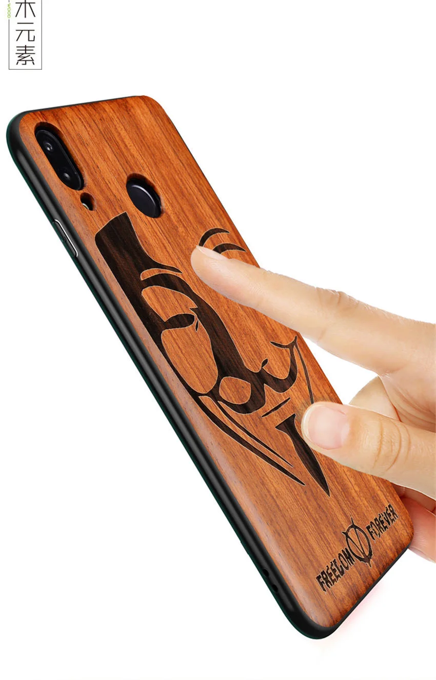 For Huawei Honor Play Case Boogic Original Real Wood funda Rosewood TPU Shockproof Back Cover Phone Shell Honor Play Case 6 (5)