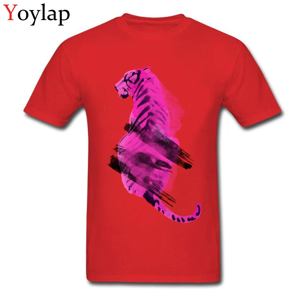 T-shirts Funny Short Sleeve Company Round Neck 100% Cotton Fabric Tops Tees Casual Summer Autumn abstract tiger Tee-Shirts for Students red