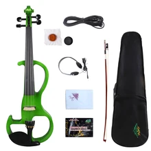 Yinfente зеленый 4/4 электрическая Тихая скрипка деревянный сладкий звук бесплатно чехол+ лук+ кабель# EV2