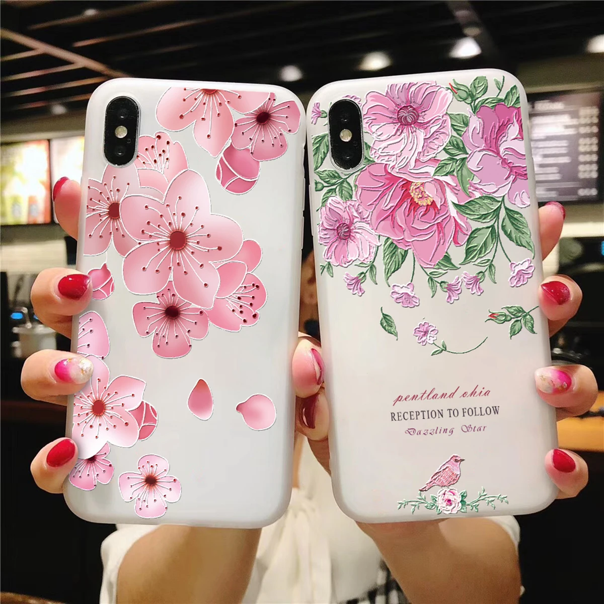 

Matte 3D Print Emboss Soft TPU Flower Coque Case For iPhone XS Max XR 5 5S SE 6 6S 7 8 Plus 10 Case For iPhone X Back Phone Case