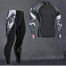 Для мужчин сжатия комплекты 3D сжатия печати Футболка Марсель Бег тренажерный зал костюмы Штаны леггинсы для фитнеса и бега тренажерный зал Костюмы