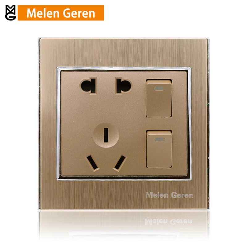 

Home Wall Socket Panel 5-Pins 2 Push Button Electric Power Outlet 10A AC 220V Electrical Plugs Sockets Embeded Mounted 86 Type