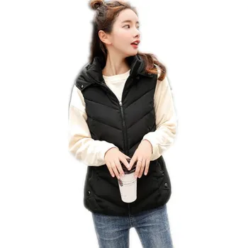 

Plus Size 4XL Autumn Winter Women Short Vest 2018 Hooded Down Cotton Women's Vest Outerwear Slim Casual Waistcoat Hot SaleCQ2351