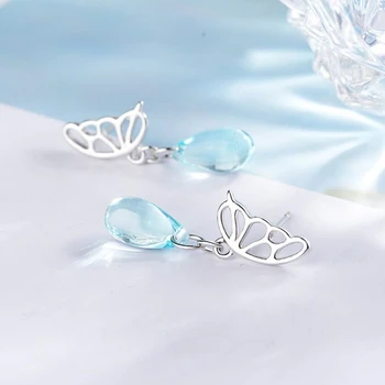 

Sole Memory Butterfly Super Fairy Fresh Crystal Exquisite 925 Sterling Silver Fashion Female Dangle Earrings SEA383