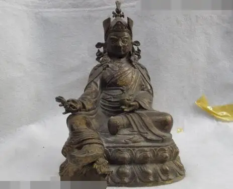 

S06368 11 Tibet Buddhism Temple Classical bronze Copper Padmasambhava Buddha statue