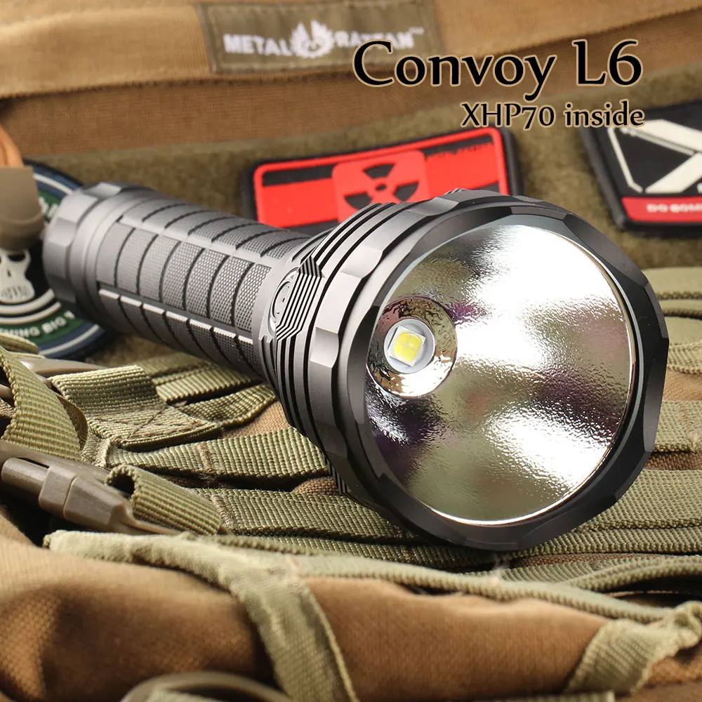 Светодиодный фонарь Convoy L6 CREE XHP70 светодиодный внутренний Макс. 3800лм длинный луч бросок тактический фонарь для охоты, поиска и спасания кемпинга