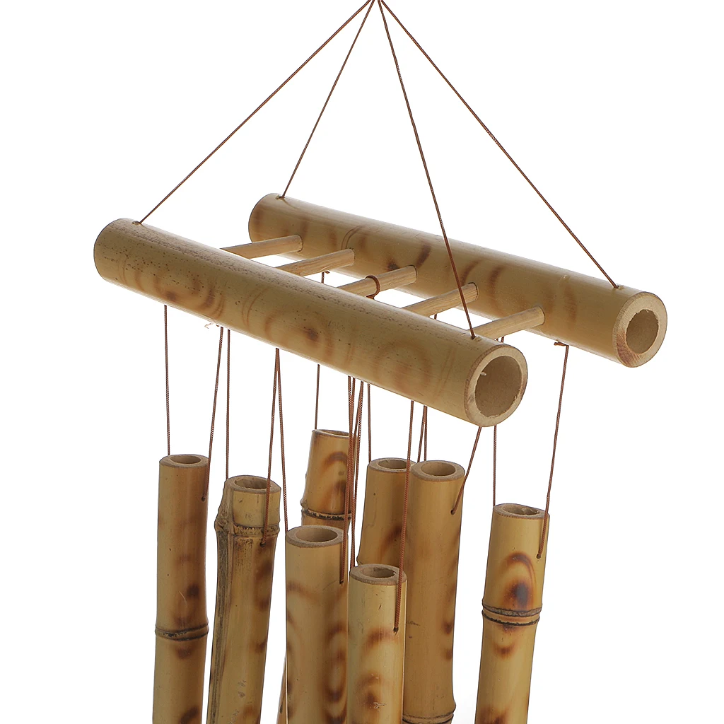  Rustic Bamboo 8-Tube Butterfly Pendant Church Bells Home Living Wind Chimes 