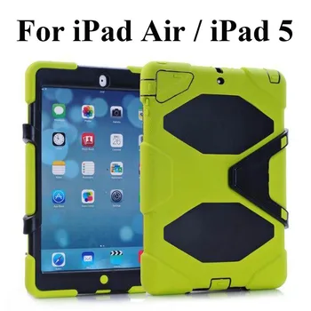 

For Apple iPad Air / iPad 5 Shockproof Armor Hybrid Defender Kickstand Case Cover W/ Bulit-in Front Protective Film