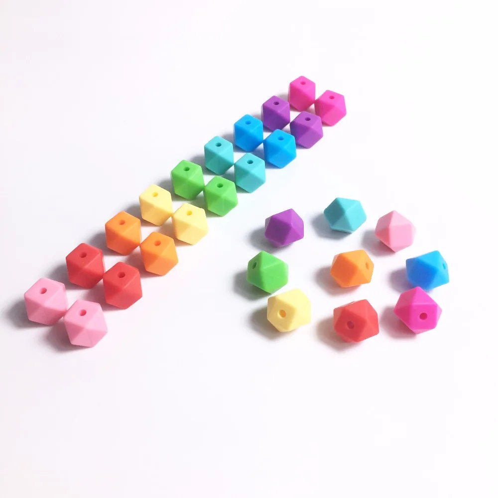 Mrs.ChewedBeads 18PCS 11MM Mini Hexagon Silicone Beads Teething Baby Teether Baby DIY Toy Baby Gift Necklace Pacifier Chain