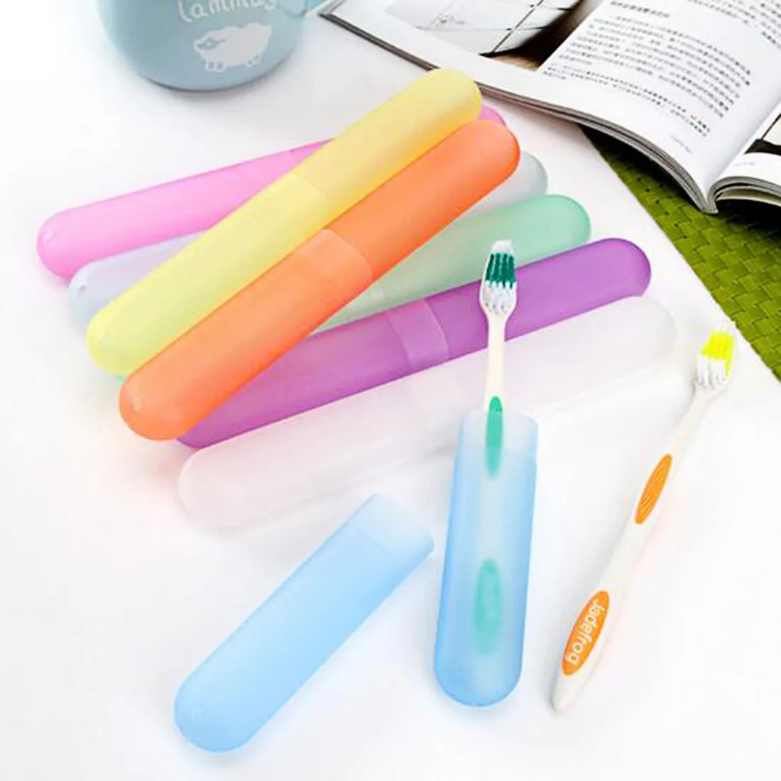 

Protect Toothbrush Tube Cover case Household Travel Candy Color Portable Dustproof Toothbrush Case Box