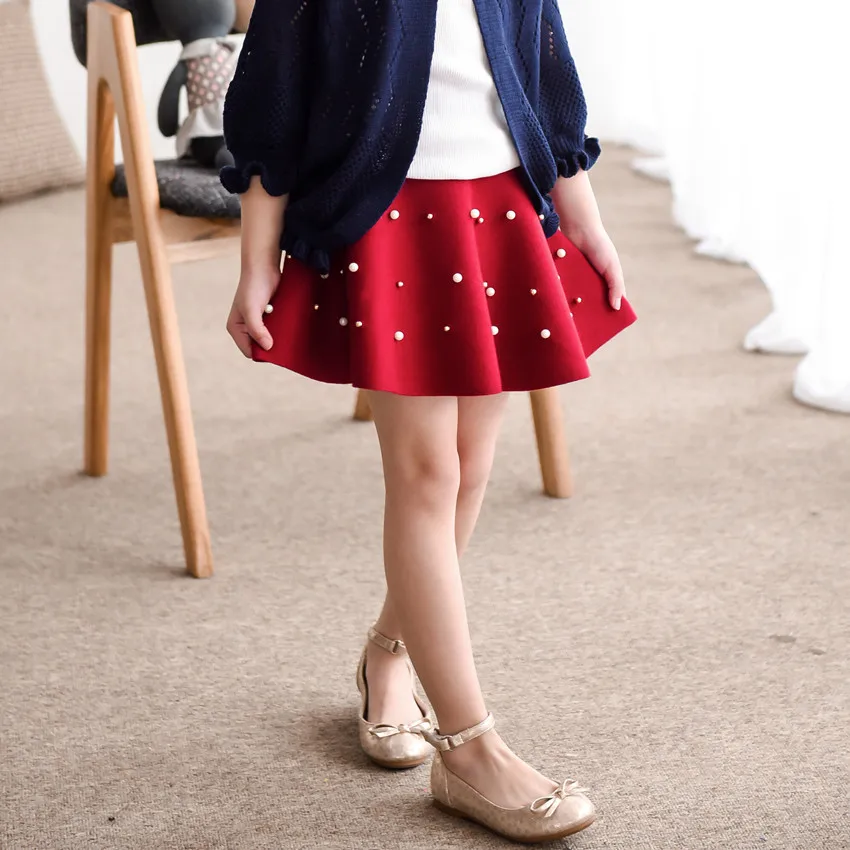 2017 spring children s clothes girls skirts solid pearls high waist baby girl tutu pleated skirts