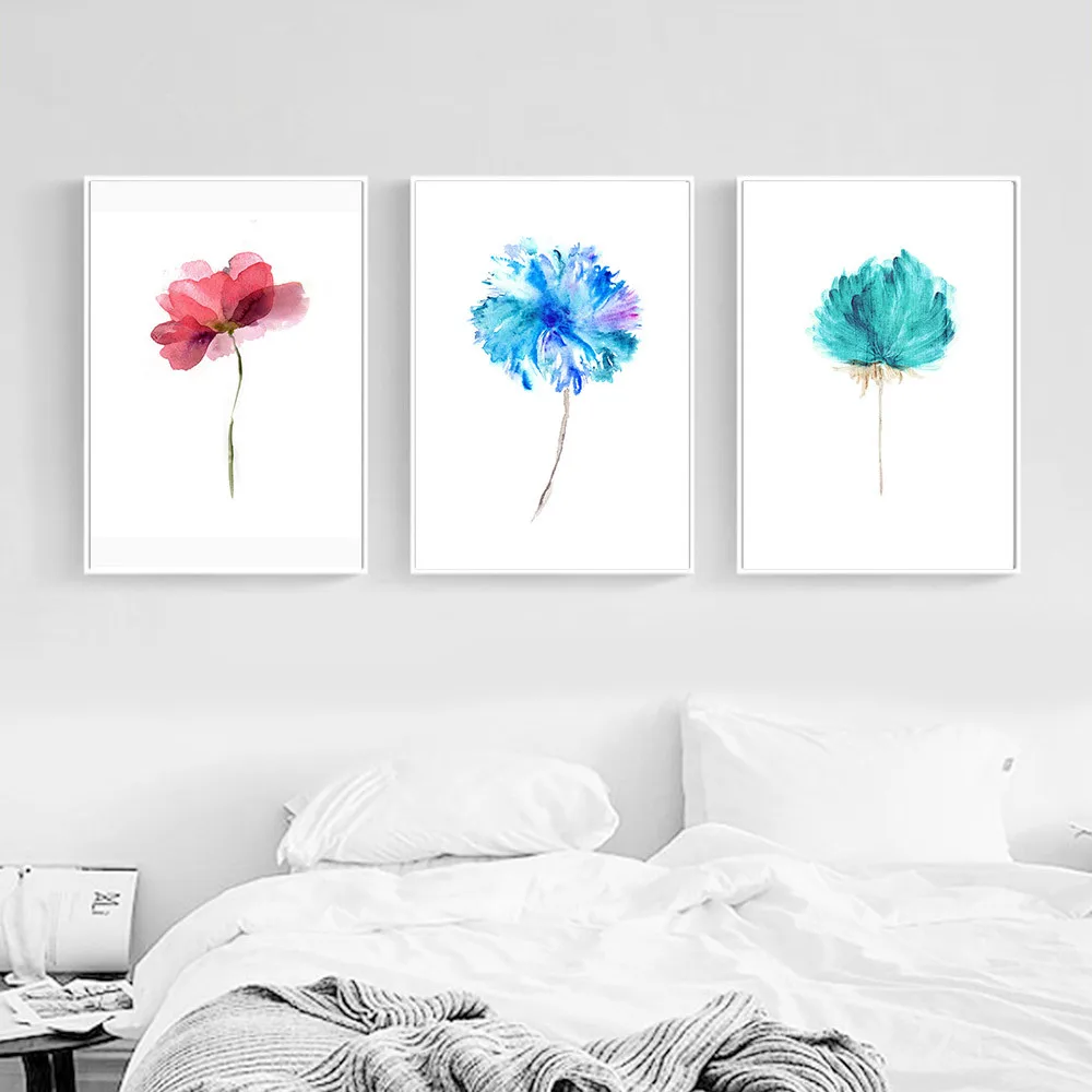 NICOLESHENTING-Watercolor-Plant-Flower-Canvas-Poster-Minimalist-Art-Canvas-Wall-Picture-Print-Modern-Home-Room-Decoration