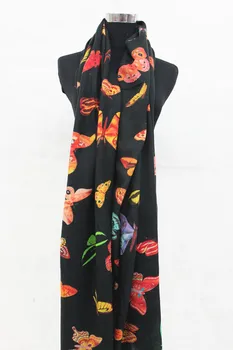 

100%cashmere long scarf,Butterfly Black size:200x100 135g