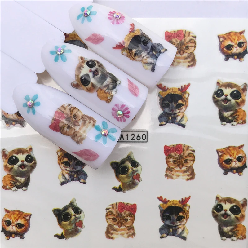 

YWK 2019 New Designs Rabbit/Cat/Flower/Character Designs Nail Sticker Water Transfer Nail Art Decals