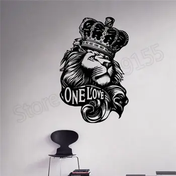 

Lion Zion One Love Bob Marley Reggae King Wall Art Sticker Music Star Wall Decal Kids Boys Bedroom Rock Steady Music Mural ZW263
