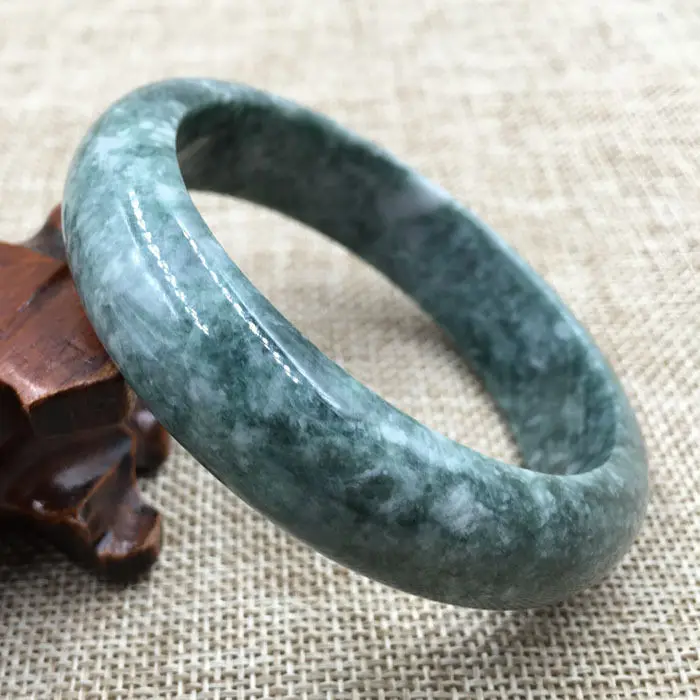 

61mm Certified Grade "A" Natural Green Jadeite Jade Gems Bangle Bracelet 043455