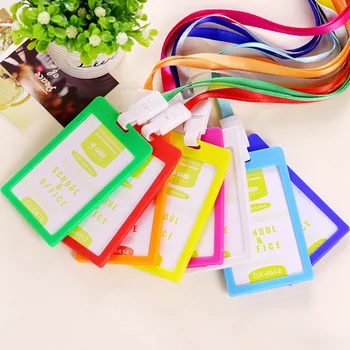 

1pc PVC ID Badge Holder Vertical Credit Card Bus Cards Case Stationery Supplies With Lanyard Badged