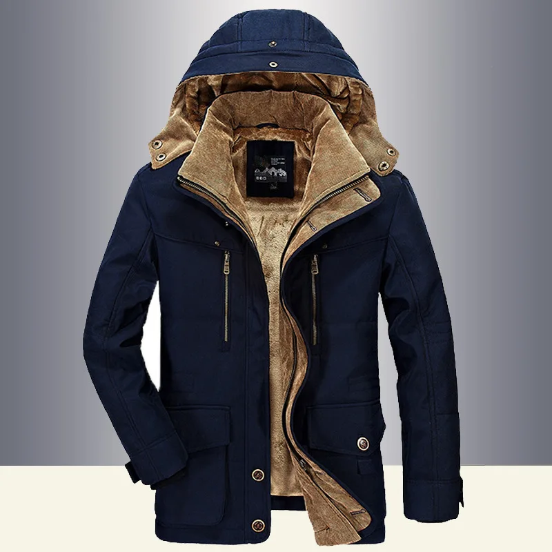 

Men Jacket Winter 4XL 5XL 6XL Brand Warm Thicken Coats High Quality Famous Cotton-Padded Fashion Parkas Elegant Business Pocket
