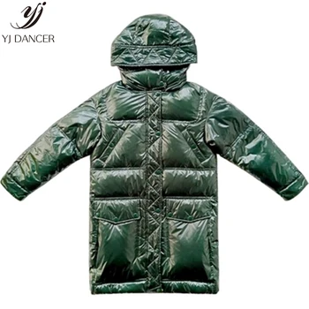 

Winter Cotton Jacket Female Long Section 2018 Fashion New Over The Knee Coat Loose Bright Zipper Hooded Cotton Coat HJB405