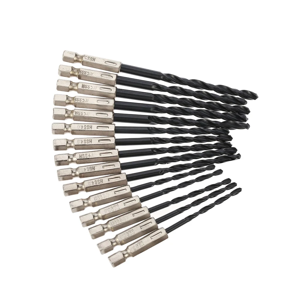 15pcs Twist Drill Bits Set HSS Quick-change Hex Shank ferramentas drill for Woodworking outillage Nitrogen treatment 15pcs Twist Drill Bits Set HSS Quick-change Hex Shank ferramentas drill for Woodworking outillage Nitrogen treatment